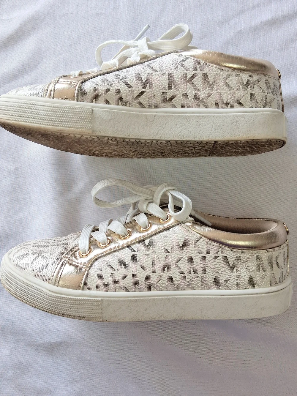 Michael Kors Kids' Gold Logo Lace-Up Sneakers Size 13